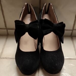 Elegant Black Bow Women's Shoes